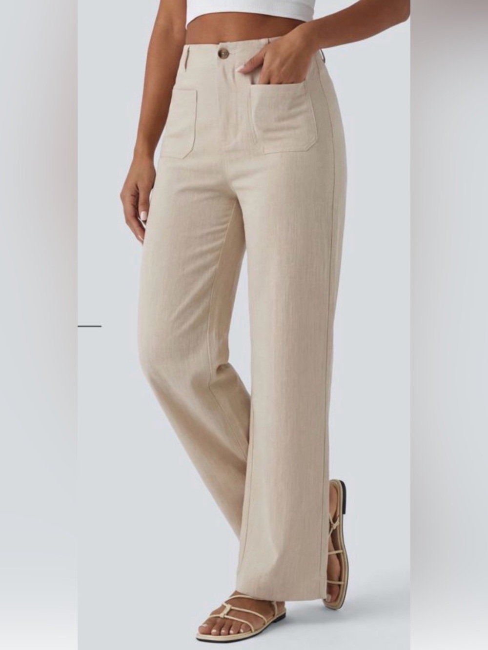 HALARA Women's Linen-Look Pants - Beige